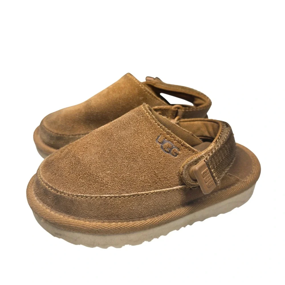 UGG GoldenGlow Toddler Sandals Chestnut Suede Strap Shoes 1159770T Size 8